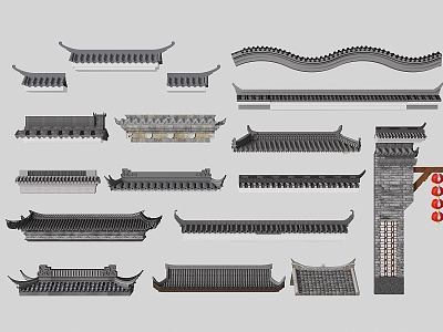 Chinese-style Eaves Tiles Eaves Line Eaves Building Components Eaves 3d model