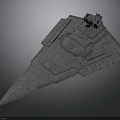 Futuristic Giant Triangular Spaceship With Complex Surface Structure In Outer Space
