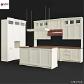 White Kitchen Cabinets With Island Countertop And Copper Range Hood Design