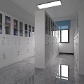 Bright Archive Room With Neatly Arranged White Filing Cabinets And Marble Floor