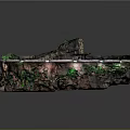 Miniature Landscape Model With Green Plants Rock Formation And Water Stream