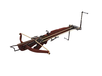 Medieval Crossbow with Wooden Stock Metal Components Bow Arms Detailed Design for Historical Weapon Enthusiasts 3d model