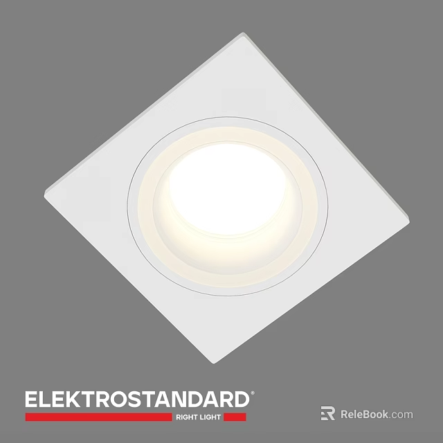 White Square Recessed Downlight with Round Illuminated Center for Modern Home Ceiling 3d model 