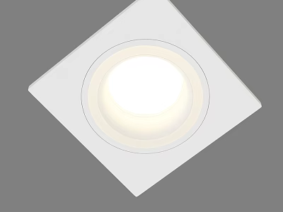 White Square Recessed Downlight with Round Illuminated Center for Modern Home Ceiling 3d model