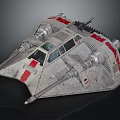 Detailed Mechanical Sci Fi Starship Design With Red Gray Details Cockpit And Engines