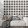 Modern Throw Pillows on White Sofa Against Gray Polka Dot Wall with Diverse Patterns 3d model