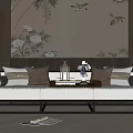 New Chinese-style Three-person Sofa Multi-person Sofa 3d model