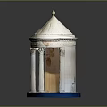 Detailed White Dome Architectural Model With Classical Columns And Blue Base