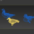 Three Different Ducks With Vibrant And Brown Feathers On Black Background