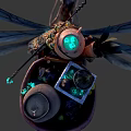 Game Movie Character Riding Giant Insect With Blue Wings And Decorative Outfit