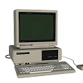Vintage Desktop Computer With Green Screen Monitor Keyboard And Mouse
