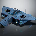 Blue Spaceship Model With Second Star Union Logo Thrusters And Antenna 3d model