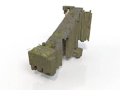 Ancient Moss Covered Stone Structure With Weathered Walls And Historical Ruins 3d model