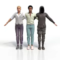 Three Men Standing Together With Arms Outstretched In Different Outfits