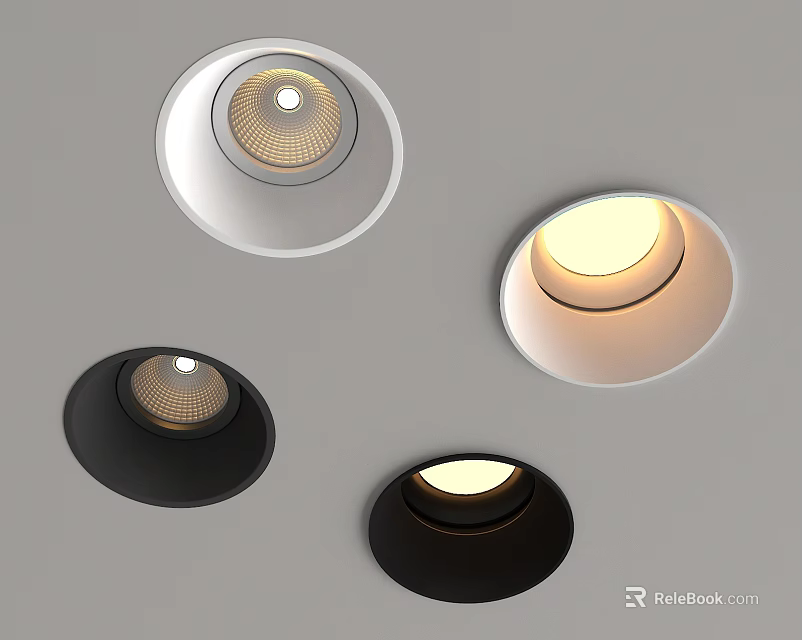 Modern Black and White Downlights Spotlights for Contemporary Ceiling Illumination Design 3d model 