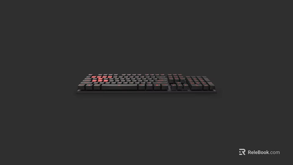 Black Mechanical Keyboard With Red Backlit Keys And Durable Design 3d model 