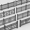 Black Decorative Fences with Various Intricate Cutout Patterns and Geometric Designs