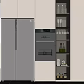 Modern Kitchen With LG Refrigerator Built In Ovens And Illuminated Cabinets