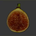 Sliced Fresh Fig With Purple Skin Green Stem And Red Flesh Seeds