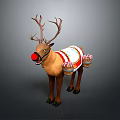 Christmas Themed Reindeer Decoration With Red Nose Decorative Saddle And Ornamental Barrels