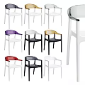 Modern Stylish Accent Chairs With Colorful Transparent Armrests Black Frame And Multiple Colors