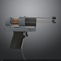 Futuristic Sci Fi Energy Weapon With Metallic Barrel Grip And Orange Core