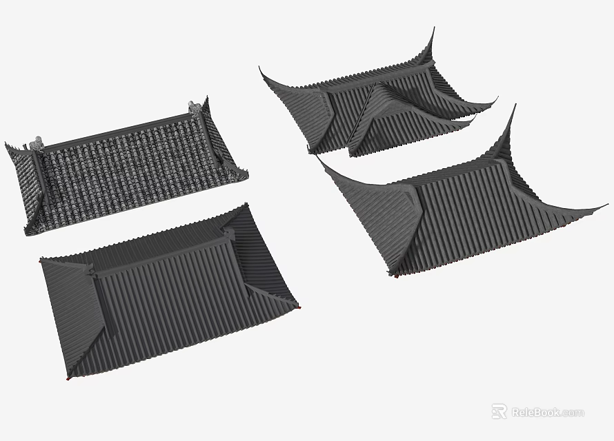 Modern Decorative Architectural Components With Striped Texture And Geometric Shapes 3d model 