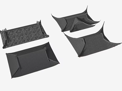 Modern Decorative Architectural Components With Striped Texture And Geometric Shapes 3d model