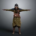 3D Military Soldier Character With Helmet Goggles Green Coat And Brown Boots