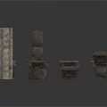Stone Pillar Bases And Blocks Various Shapes 3D Rendered Components 3d model