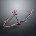 Barbed Wire Fence With Sharp Rustic Barbs For Security And Boundary Marking 3d model