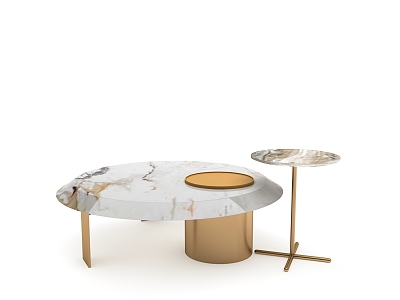 Italian Light Luxury Coffee Table Combination Round Corner Gold Premium 3d model