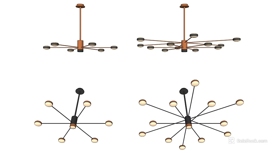 Modern Multi Arm Chandelier With Spherical Shades And Black Bronze Metal Frame Design 3d model 