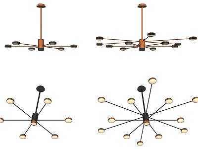 Modern Multi Arm Chandelier With Spherical Shades And Black Bronze Metal Frame Design 3d model