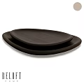 Elegant Black Wooden Texture Dinnerware Set With Two Stacked Oval Plates