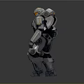 Mechanical Robot Character With Silver Orange Armor And Futuristic Sci fi Design