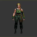 Stylized 3D Female Character With Orange Braided Hair Green Utility Outfit And Wrist Guards