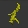 Character And Mythical Creature Design With Blue Exoskeleton Gold Accents Green Gems And Sharp Claws