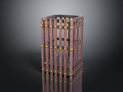 Sturdy Rectangular Frame Equipment with Brown Bars and Golden Decorative Connectors 3d model