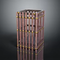 Sturdy Rectangular Frame Equipment with Brown Bars and Golden Decorative Connectors