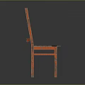 Orange Wooden Distressed Vintage Chair With Rustic Backrest And Sturdy Four Legs