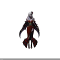 Elegant Female Character With White Long Hair Red Dress And Purple Cape In Dark Background