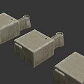 Concrete Bunker Weapons Arranged in Multiple Military Defense Structures Line 3d model