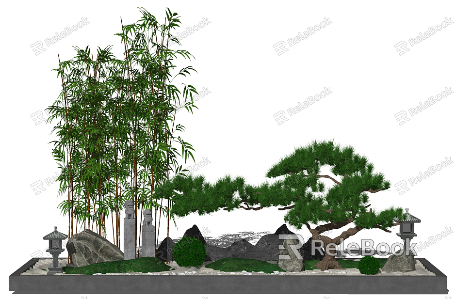 New Chinese style landscape sketch courtyard landscape sketch withered landscape pine tree model