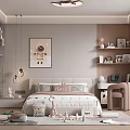 Cozy Kids Room Interior With Astronaut Wall Art Bed And Toy Shelves