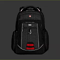 Black Backpack With Red Accent Design Multiple Pockets Zipper Closure Fashionable Casual Wear Accessory