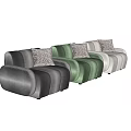 Modern Gray Single Sofa With Rounded Arms And Geometric Accent Pillow 3d model