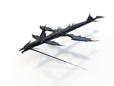 Black Dragon Sculpture With Long Body Spikes Wings And Fierce Design On White Background 3d model