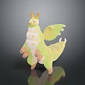 Cute Green and White Caterpillar Toy with Antennae and Wings