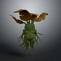 Green Fantasy Game Movie Character With Leaf Head And Root Stems Body Design